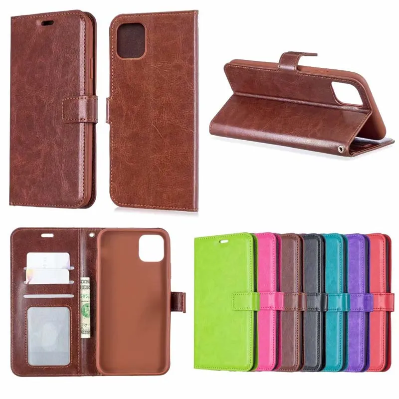 Crazy horse wallet leather flip phone stand Case iphone 11 pro max XR XS MAX 6 7 8 PLUS Samsung S10 PLUS S10e NOTE10 PLUS S9