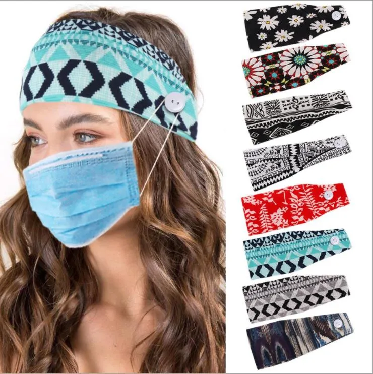 Bandeaux Rayé Sport Turban Imprimer Bouton Bandage Bandanas Femme Yoga