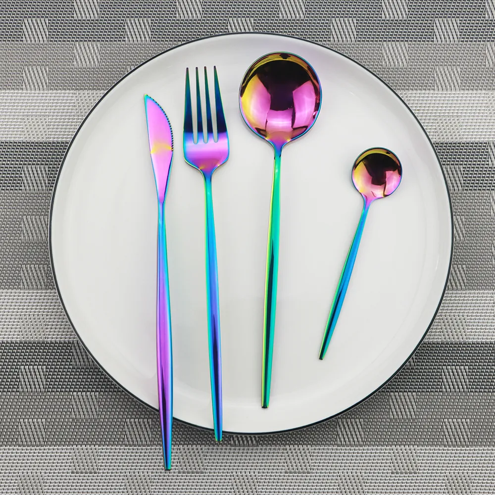 Wholesale Rainbow Cutlery Set Stainless Steel Dinnerware Tableware