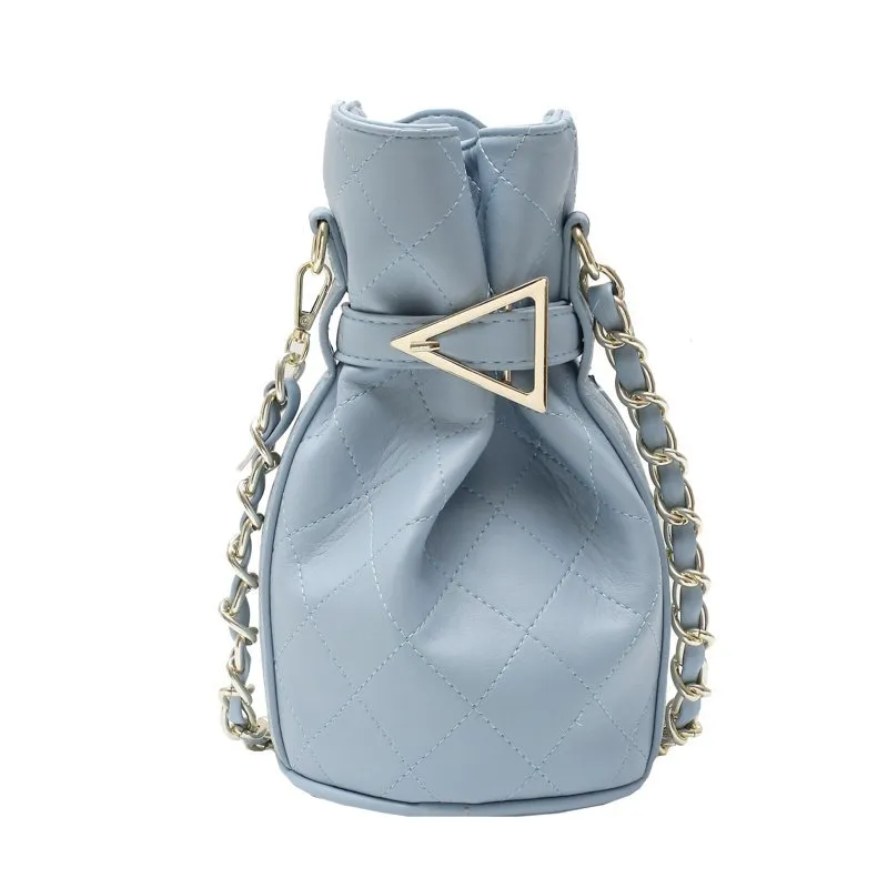 Women Chain Bag Sling Bag Bucket Shoulder Bags Handbag Crossbody Handbag Ladies Female Solid Color PU Leather Bags