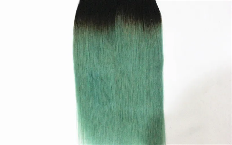 9Aブラジルストレートヘアバンドルカラー1B /グリーンマレーシアン100％未処理の人間の髪の拡張子Ombre3 Color 10-18inch