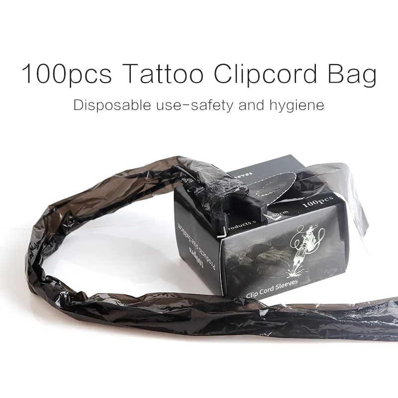 100 Stück Tattoo-Ausrüstung Schwarz Tattoo-Maschine Hookline-Schutztasche Einweg-Hookline-Tasche für Tattoo-Zubehör1797525