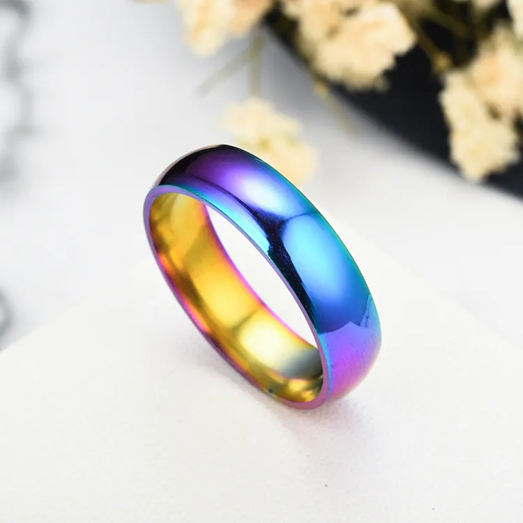 Stainless Steel Rainbow Rings band Simple women mens ring will and sandy fashion jewelry gift