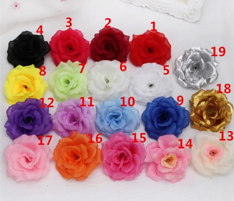 HOT Artificial Rose Flower Heads cloth Decorative Flowers Party Decoration Wedding Wall Flower Bouquet White Artificial Roses Bouquet 8CM