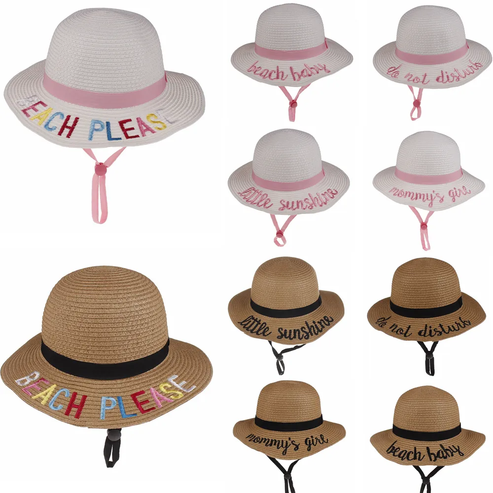 10 styles enfants seau chapeau paille chapeau de soleil plage d'été chapeau de soleil mot casquettes de pêche bébé pêcheur dessin animé enfants plage bassin chapeaux DHL GRATUIT