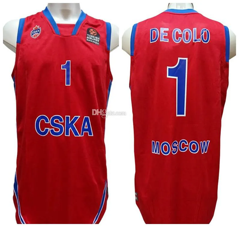 Nando de colo # 1 Cska موسكو الرجعية كرة السلة جيرسي رجل مخيط مخصص أي عدد الفانيلة