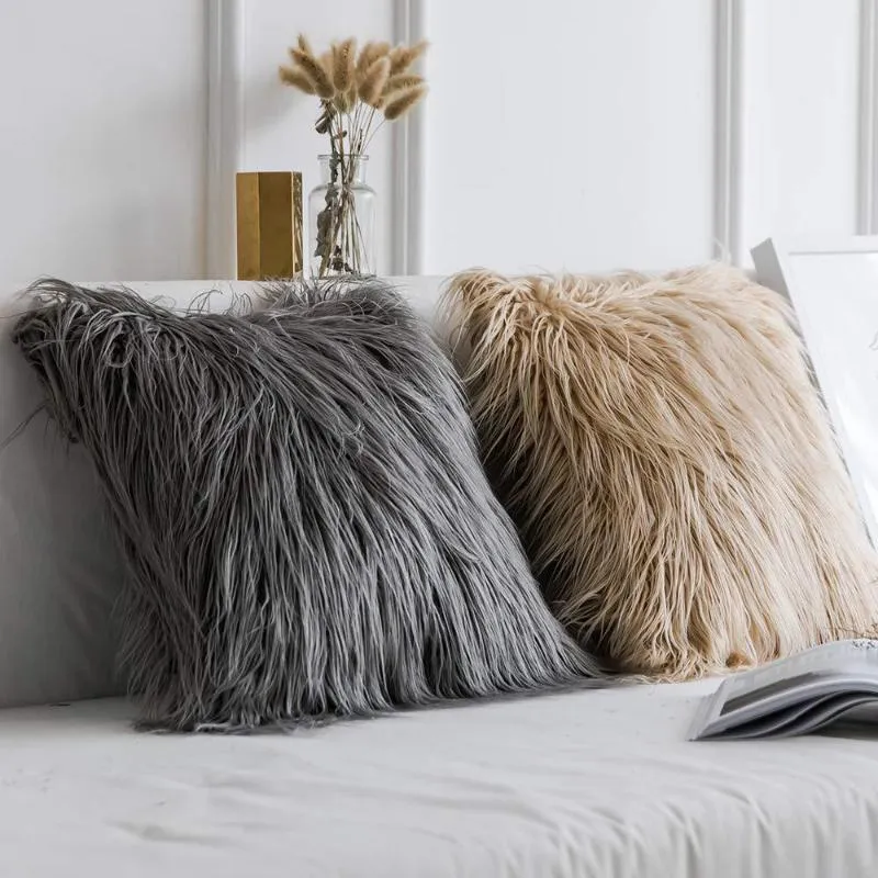 Grey fur pillow covers hotsell