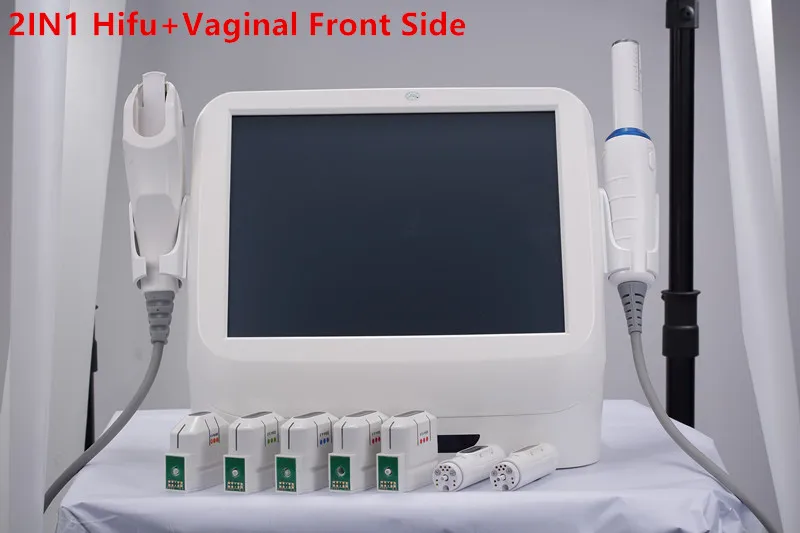 Offre spéciale Hifu 2in1 Machine de serrage vaginal de levage de visage 5 cartouches Hifu 2 cartouches vaginales 10000 coups