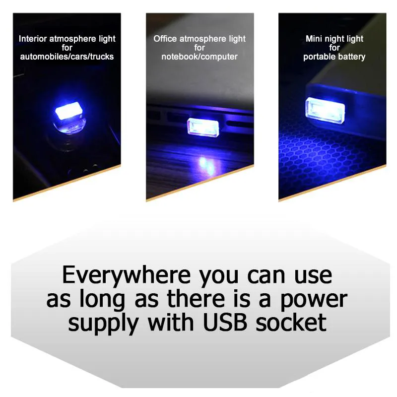 100 Stücke USB LED Auto Atmosphäre Licht Auto Innen Lichter Stecker Dekor  Lampe Notfall Beleuchtung Autos Zubehör Universal Für PC Tragbare Von 0,56  €