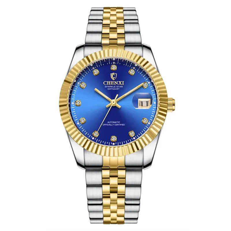 Chenxi orologi di marca meccaniche automatiche per Orologi luce di notte Pointer di Uomini Donne Lover 001 impermeabile cinturino in acciaio