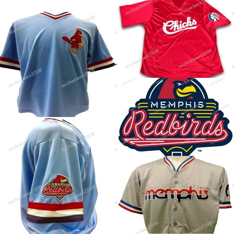 Maglie Da Baseball Da Uomo Memphis Redbirds Blu Grigio Rosso