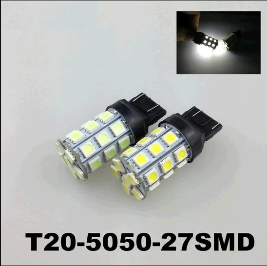 2pcs WY21W W21/5W Bulbs 7443 T20 Auto strobe flash 27SMD 5050 LED 2colors to choose car brakelights taillamp rear lights