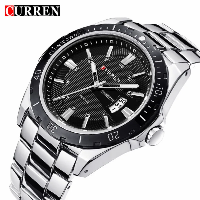 CWP Curren Fashion Business Wristwatch Casual Military Quartz Sports Men's Watch Full Steel Calendar Man Clock Relogio Masculino