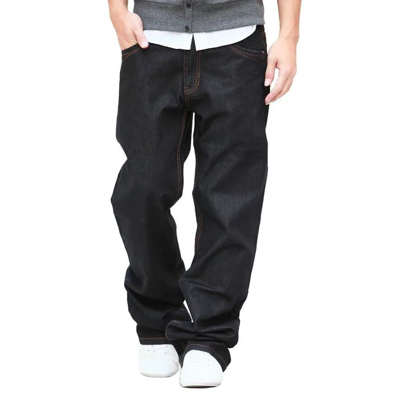 Höst och vinter Jeans Män Originalfärg Straight Loose Korean Youth Pants Plus Size 27-48 5 stilar