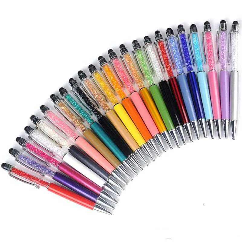 Creative 24 Color Bling Crystal Ballpoint Pen Creative Pilot Stylus Touch Pen for Writing Stationery Office School Student Gift