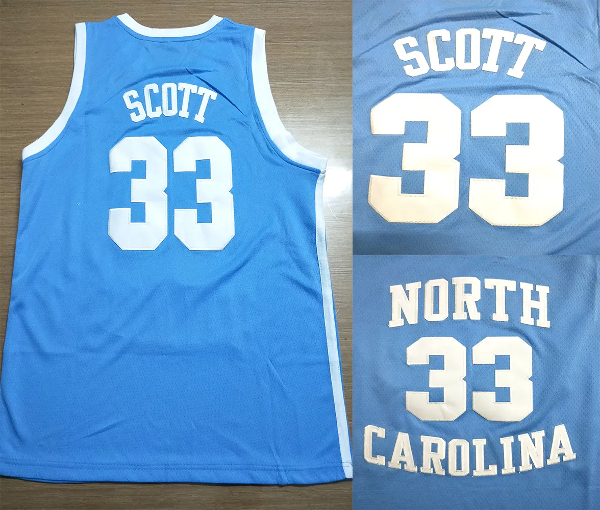 Maillot de basket-ball personnalisé SZIE XXS-6XL, Caroline du Nord Tar Heels College 33 Charlie Scott rétro pour hommes, qualité supérieure