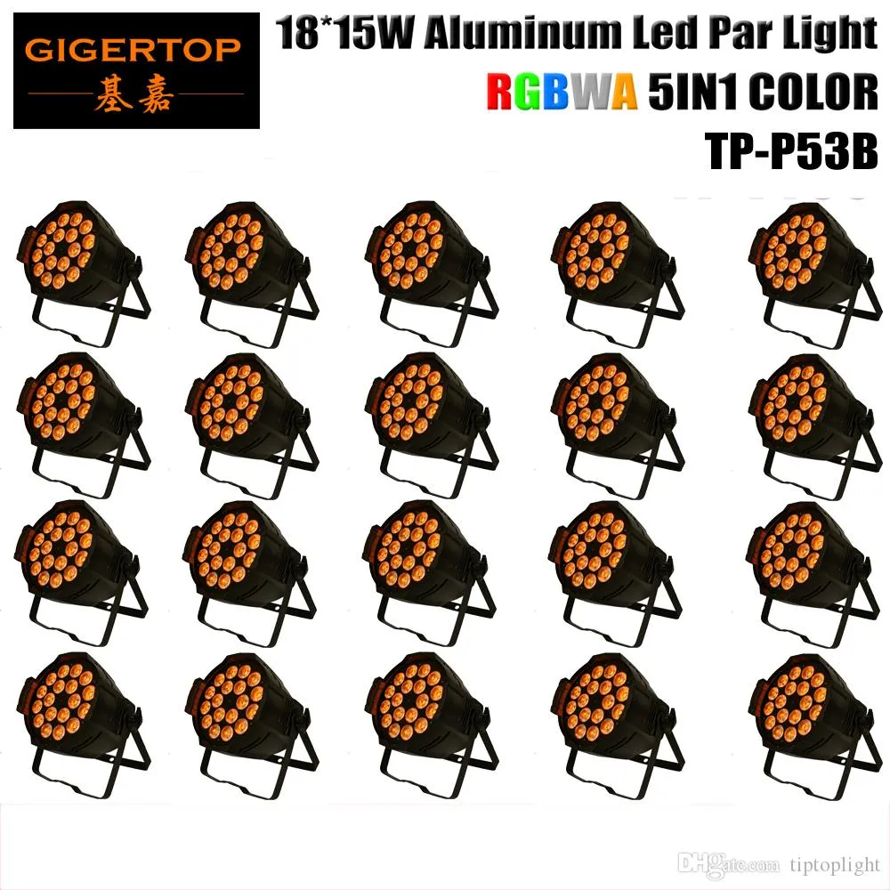 TIPTOP Stage Light 20PCS / Lot 18 * 15W 5In1 RGBAW Aluminium DMX LED Flat PAR CAN, Amber Color Strobe Wash Effect för Disco Club Party TP-P53B