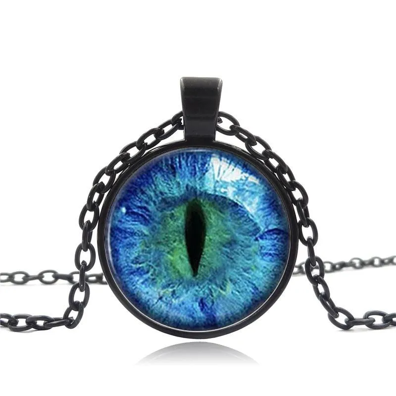 Kettingen Mens Drie-Dimensionale Dragon Eye Glas Ketting Hanger Kleurrijke Oog Hanger Glas Cabochon Dome Mooie Kettingen Mannen Sieraden