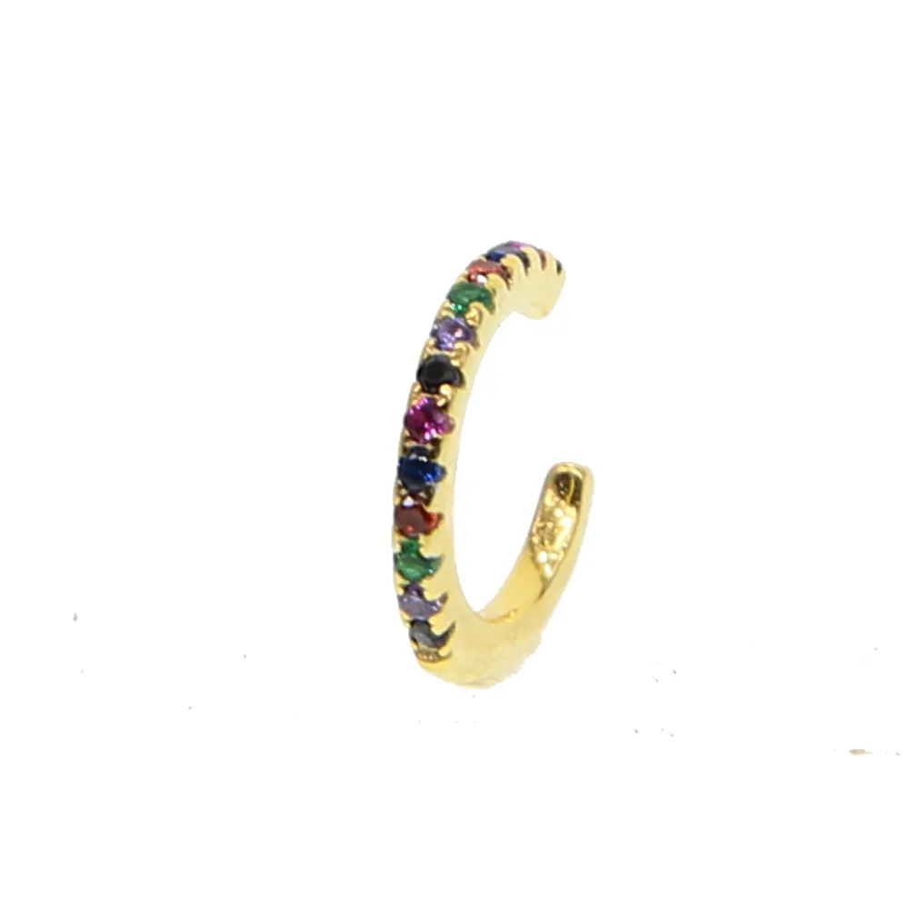 Earcuff Orecchini 925 Sterling Delicato Arcobaleno Cz Orecchini Piccole Dimensioni Bambina Orecchino Polsino Orecchio Colori Micro Pave Circle