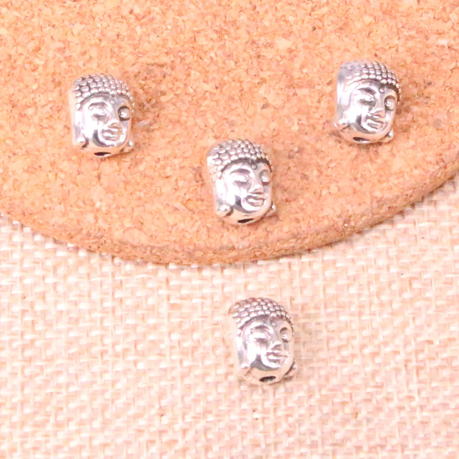 55pcs Charms Buddha Head 11*9*7mm 골동품 제작 펜던트 핏, 빈티지 티베트은, DIY 수제 보석