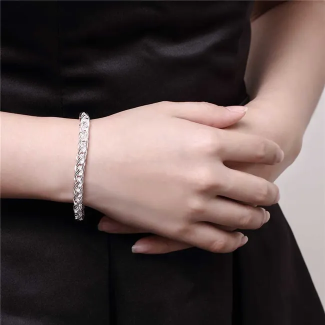 Bracciale Donna Braccialetto Aperto Regolabile in Argento Sterling 925, Argento Bracciali Donna, Braccialetto Argento, Regalo Per Ragazza Moglie Amiche