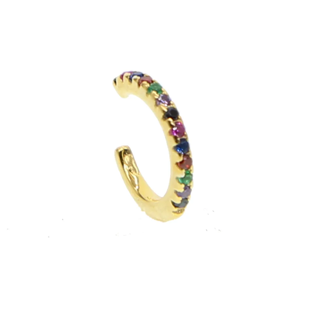 Earcuff Orecchini 925 Sterling Delicato Arcobaleno Cz Orecchini Piccole Dimensioni Bambina Orecchino Polsino Orecchio Colori Micro Pave Circle