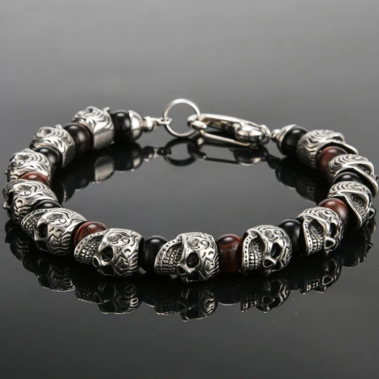 D-7] Silver925 / 63g SKULL いぶし銀 ブレスレット Skull
