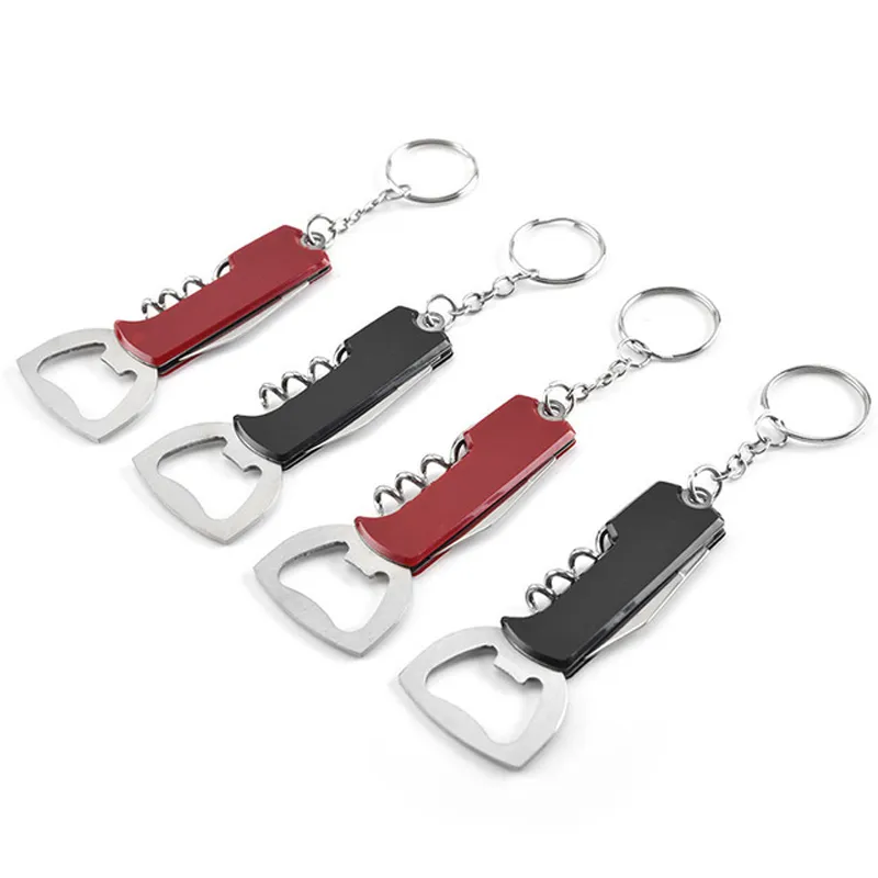 Stainless Steel Wine Bottle Opener With Keychain Key Chain Ring Non
