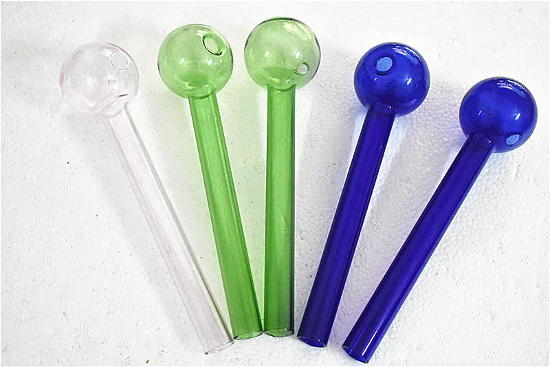 mixed colors oil Burner pipe glass pipes - Pyrex glass oil burner pipe, Super big 20cm length 5cm round head smoking pipes