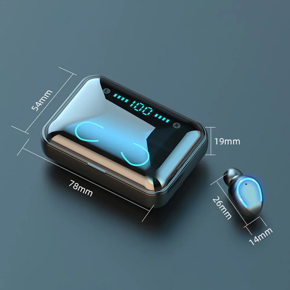 TWS F9 F9 5 Wireless Earphone Bluetooth v5.0 Mini Smart Touch Earbuds LED Display With 1200mAh Power Bank Headset and Mic