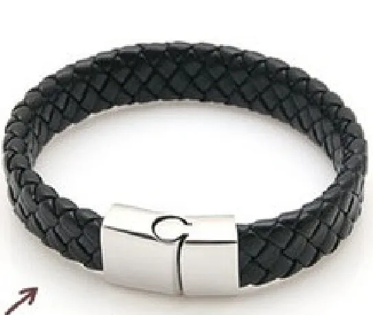 Flätade läderarmband Clasp Armband Bangles Black / Brown Vackert repkedja Punk Wristband Magnetic Armband