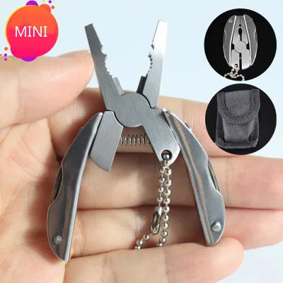 Portable Multifunction Folding Plier Stainless Steel Foldaway Knife Keychain Screwdriver Camping Survival EDC Tools Travel Kits