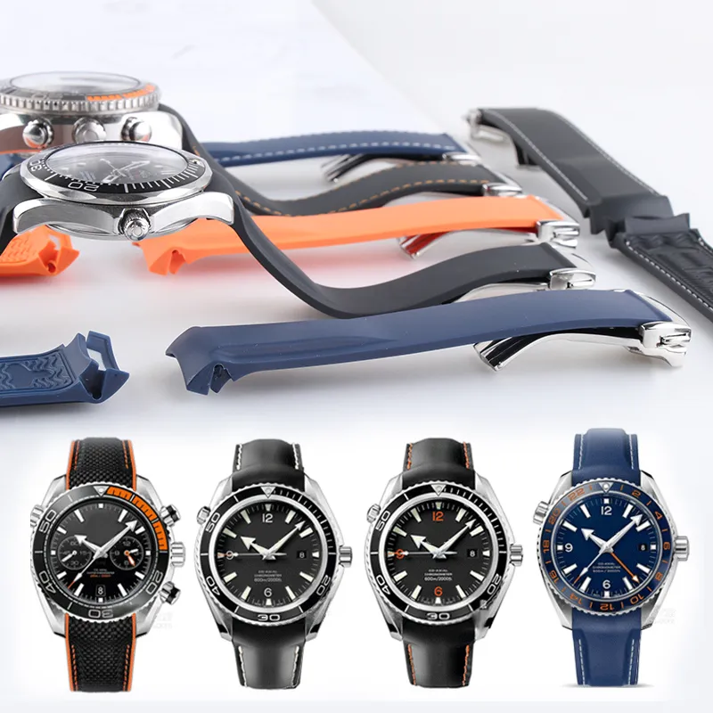20 мм 22 мм ремешок для часов оранжевый черный синий водостойкий силиконовый каучук ремешки для часов браслет застежка пряжка для Omega Planet Ocean Tools