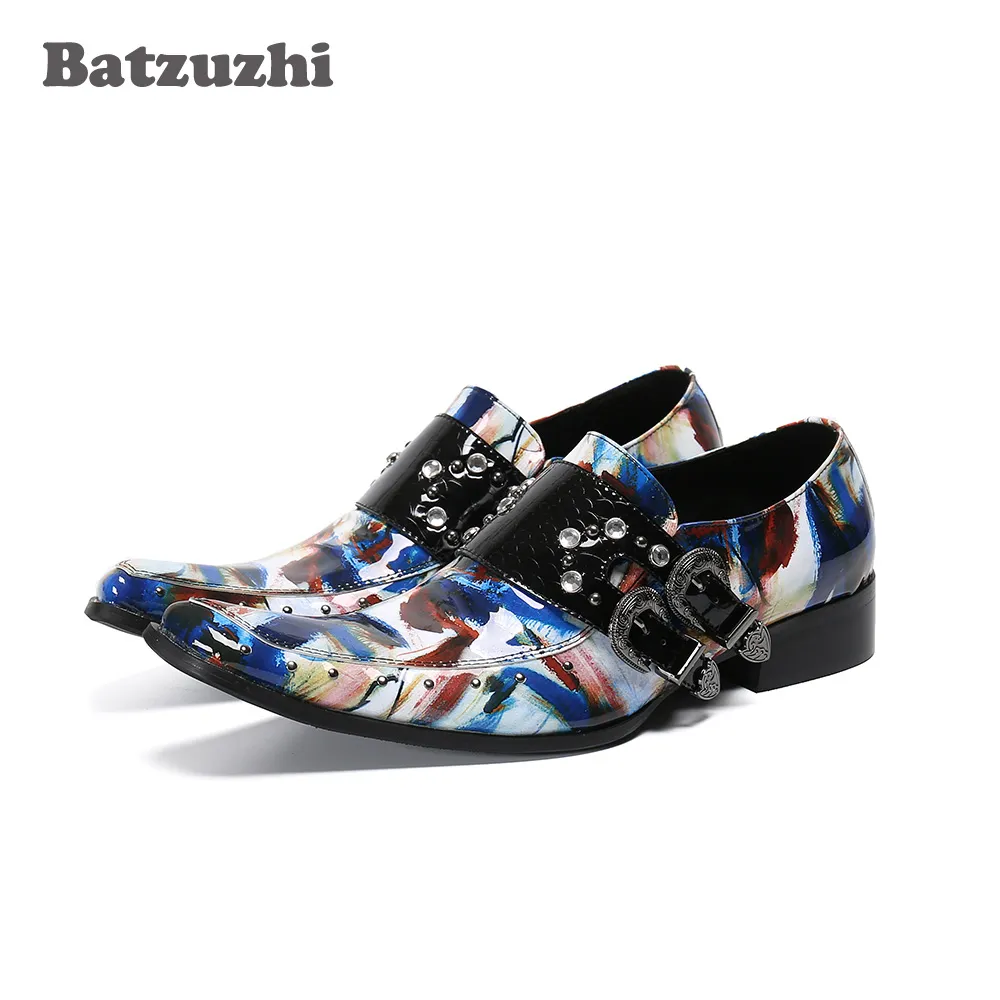 Batzuzhi Rock Scarpe da uomo Scarpe a punta Scarpe eleganti in pelle formale Fibbie Personalità Scarpe da cerimonia per feste da sera zapatos de hom