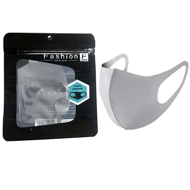 Ağız Buz Yıkanabilir Yüz Maskesi Bireysel Siyah Hediye Paketi Anti Toz PM2.5 Respiratörü toz geçirmez anti-bakteriyel Yeniden kullanılabilir İpek Çanta