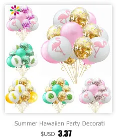 Hawaiian Party Decorations 15 unids / set Con Flamingo Garlands Palm Leaves Cake Topper Para Playa Verano Tropical Suministros para fiestas