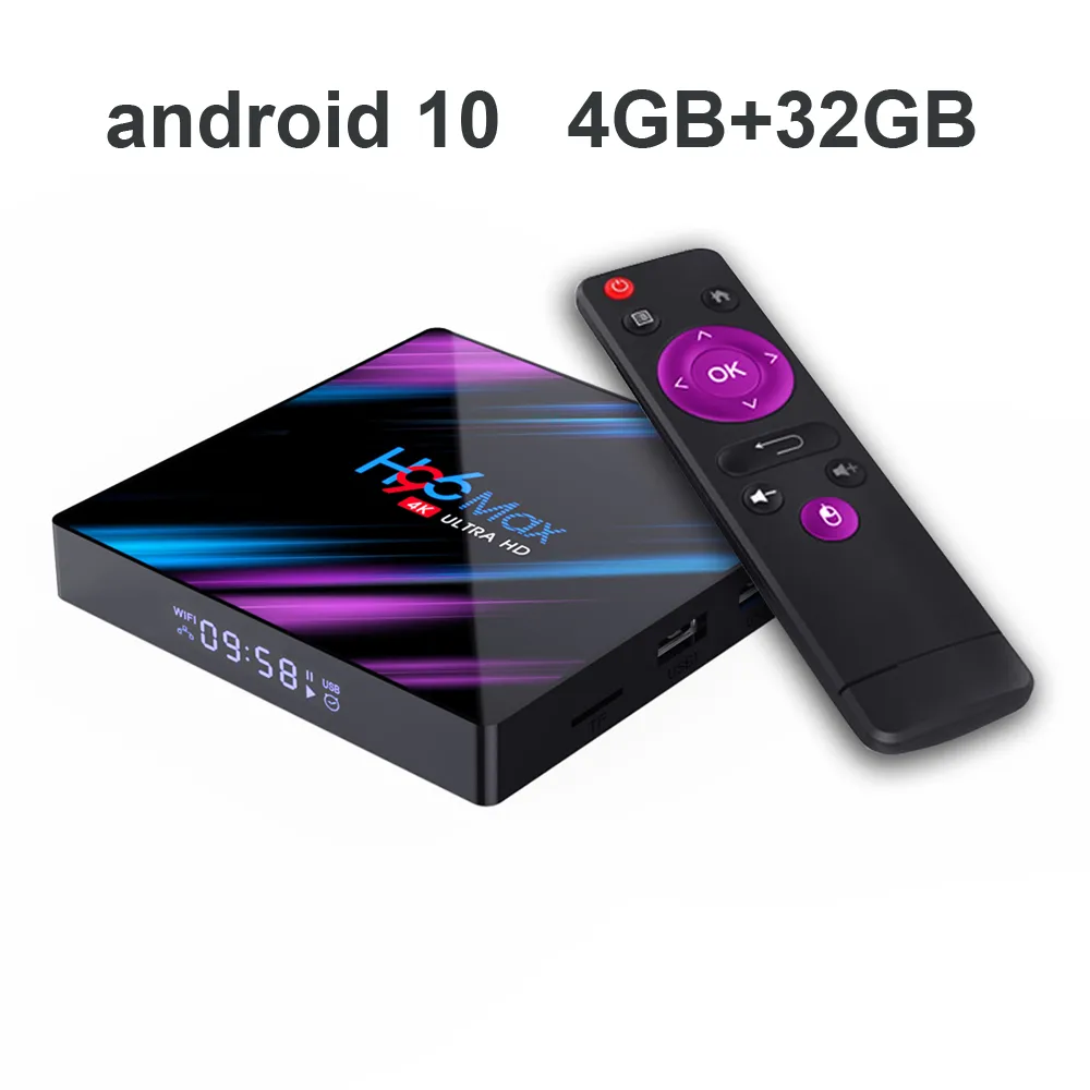 H96 Max Android 10 TV Box 4GB 32GB RK3318 2.4G 5G Dual Brand wifi BT4.0 4k Set Top lettore multimediale streaming