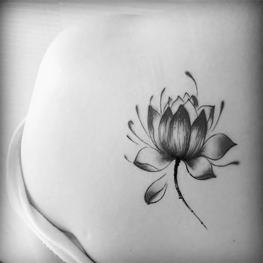 Kroppskonst vattentät tillfälliga tatueringar för män och kvinnor vacker 3d lotus blomma design liten tatuering klistermärke grossist