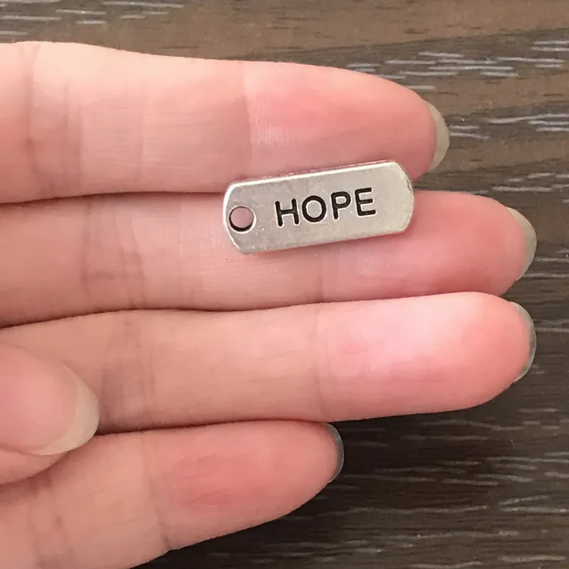 DIY-Schmuck: Hope-Charms, antiksilberfarben, Hope-Charms, Hope-Anhänger für Charm-Armbänder, Halsketten, Ohrringe, Reißverschluss-Anhänger, Bookma