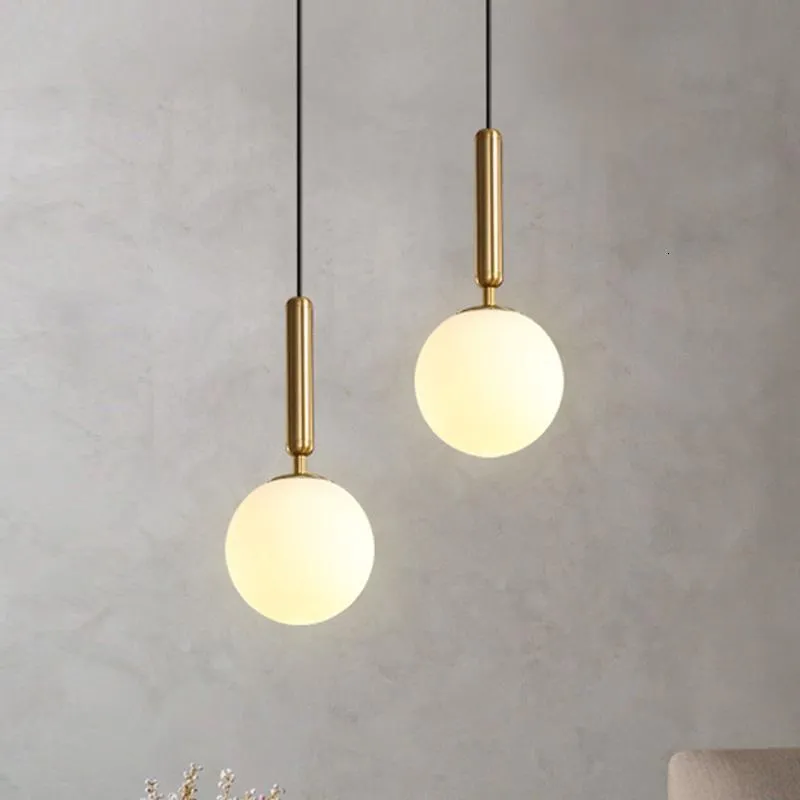 Modern hänge lampa guldglas boll lampskärm hängande lampa köksarmaturer för matsal sovrum dekoration belysning