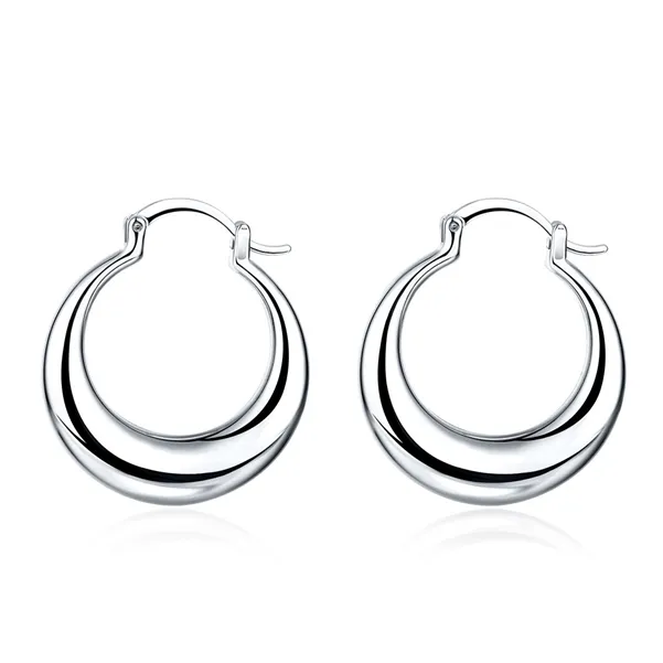 Plated sterling silver Crescent earrings DASE77 size 3.0CM*2.7CM;Brand new women's 925 silver plate Hoop & Huggie jewelry earring