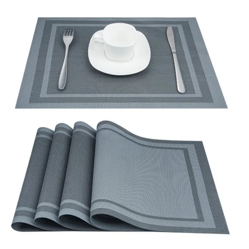 Placemats PVC Dining Table Mat Heat Insulation Stain Resistant Placemat Anti Slip Washable Pad Restaurant Kitchen Mats