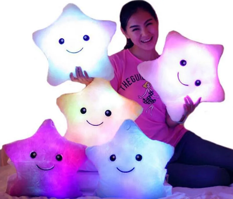 LED Flash Light Tenir oreiller cinq étoiles Poupée Animaux En Peluche Jouets En Peluche 40 * 35cm éclairage Cadeau Enfants Cadeau De Noël En Peluche En Peluche jouet