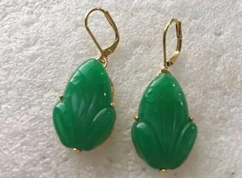 Nuevo Diseño Verde de Cuarcita de Rana jade Pendientes Joyería de Moda