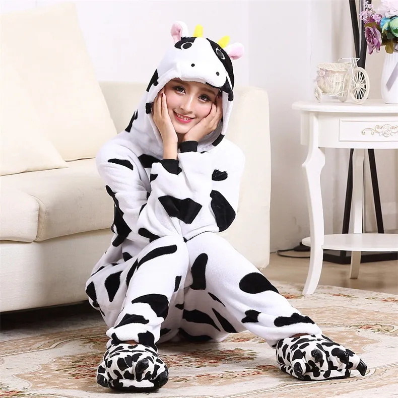Thick And Warm Cow Onesie Pajama For Women And Men Perfect For