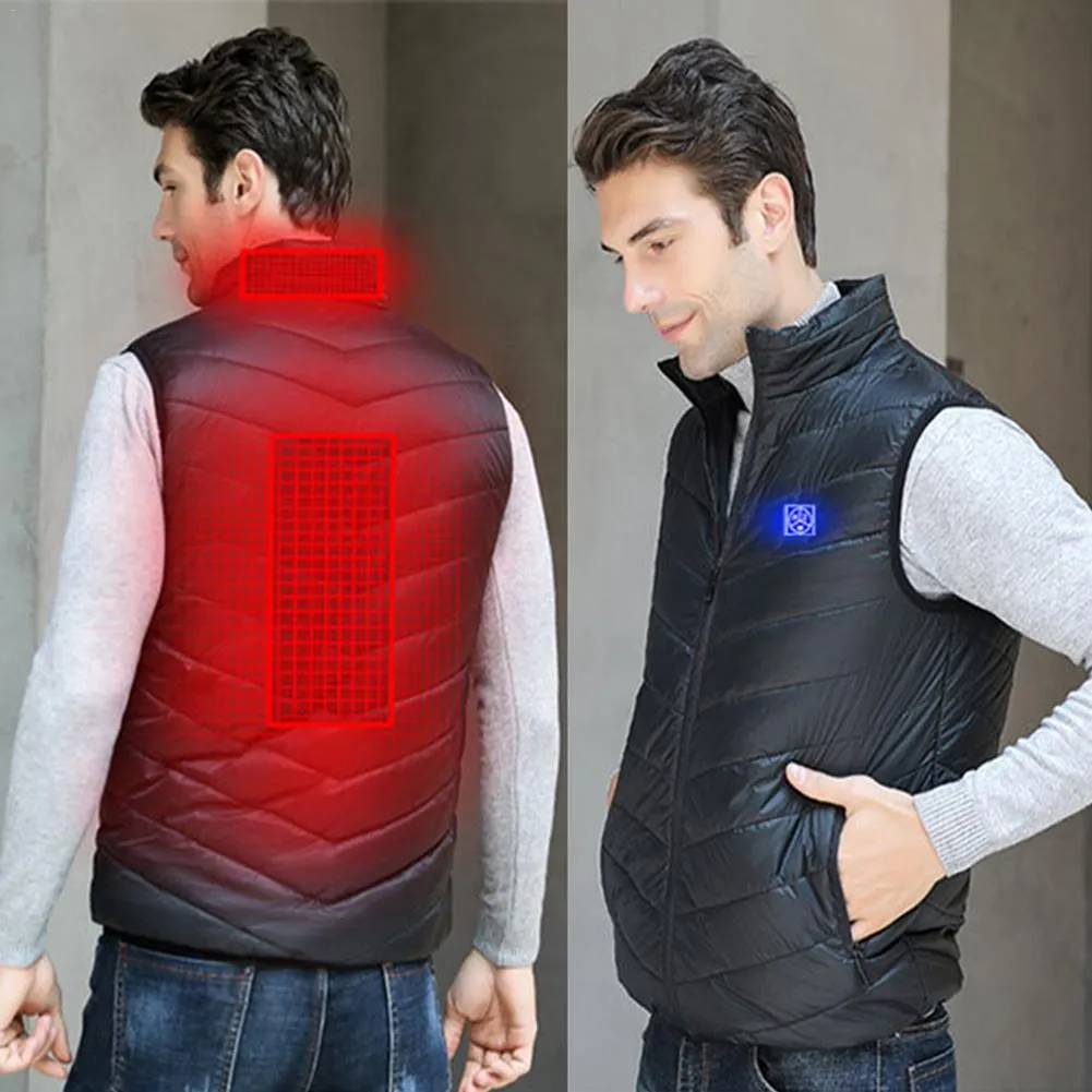 Lightweight USB Heated Vest Men Women Winter Heating Jacket Thermal Clothing Outdoor Smart Heating Large Size Coat Fishing Vest
