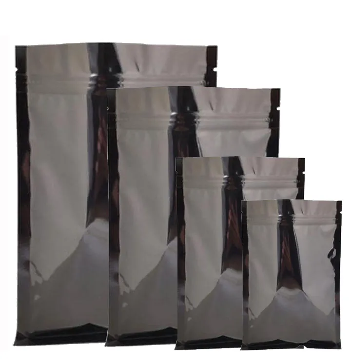 500 pcs Zipper fechamento Matte Black Mylar Foil Bag Folha de alumínio alimentar a longo prazo de armazenamento de embalagem Bag for Coffee Tea pó com Zipper