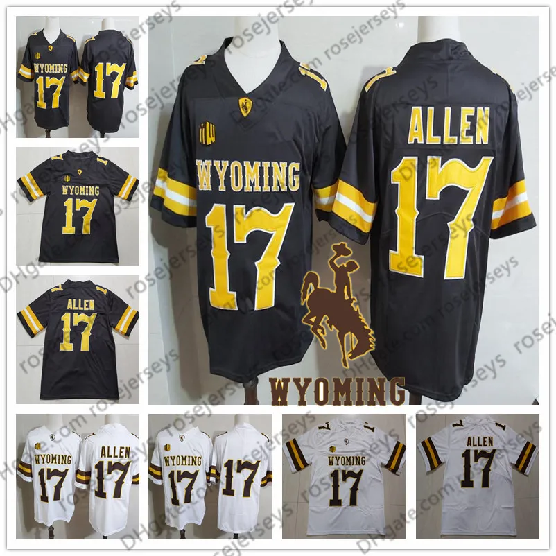 NCAA Wyoming Cowboys # 17 Josh Allen Marrón Blanco Jersey Café Fútbol universitario barato Stitcehd Sin nombre Hombres Jóvenes Niños Mujeres Adultos S-3XL