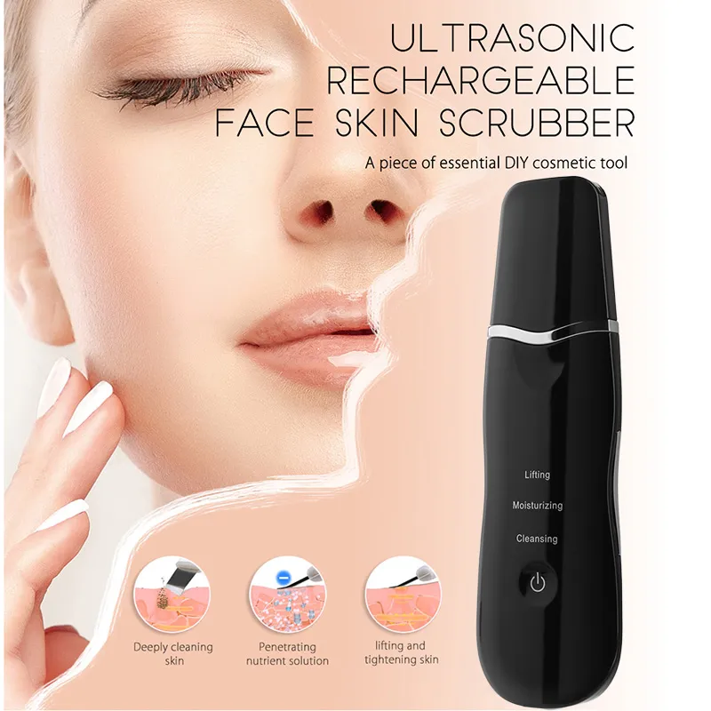 Ultraljud jon djup rengöring hud scrubber peeling spade ansikts pore och fläckar renare blackhead remover ansiktsblekning lyftning