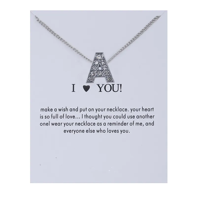 2019 Design Initial Letters Crystal Silver Necklace Women Sweater Chain Best Friends Gift Jewelry Free Shipping